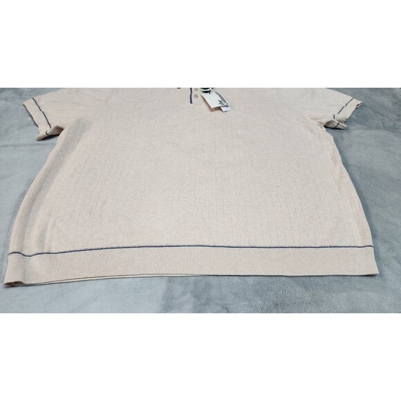 The Commons Men's XXL Light Pink Ribbed Contrast Stitch Sweater Polo Shirt NWT - Picture 7 of 11